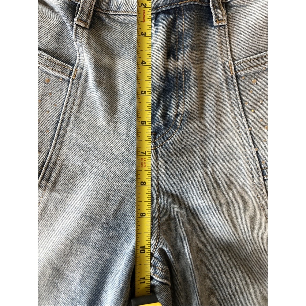 Bayeas women's Mid Rise Wide 28 Jeans Rhinestones On Pockets Light Wash - Picture 7 of 8